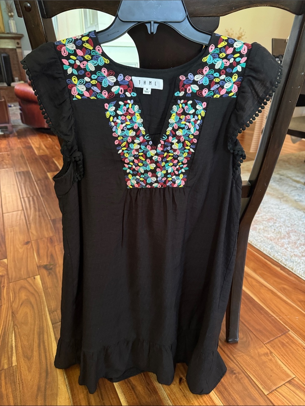 Women’s THML dress, size M, black with colorful detail-like new